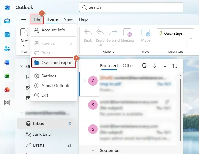 Go to file and click open and export