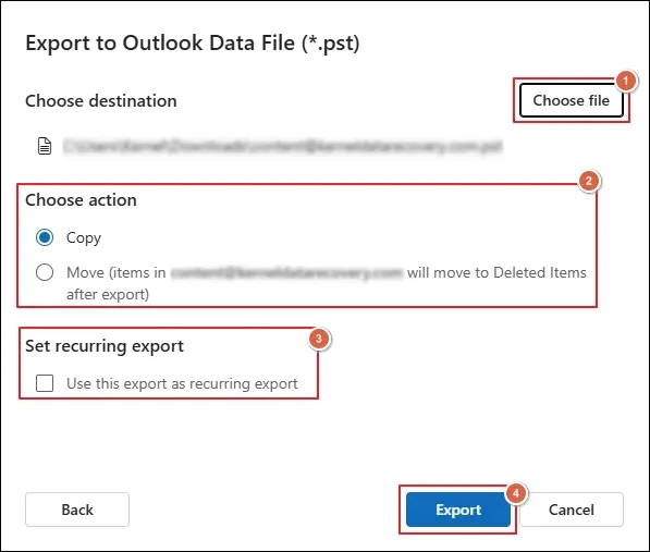 Click export
