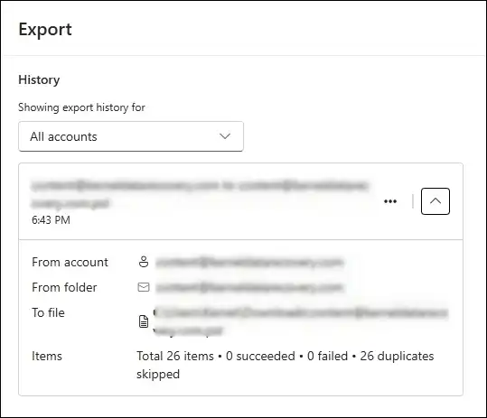 View the export history