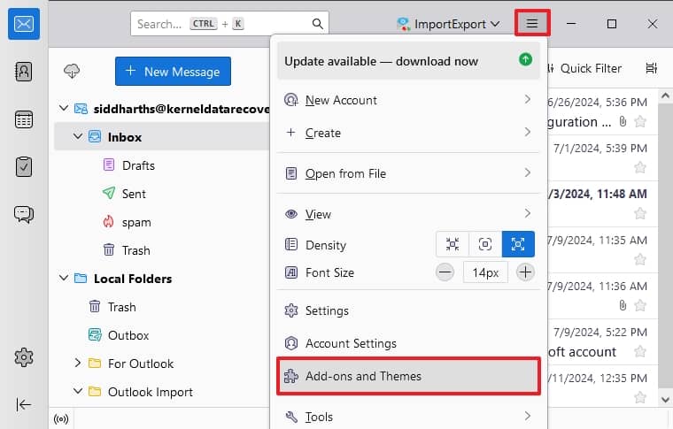 click the Menu button at the interface's extreme right