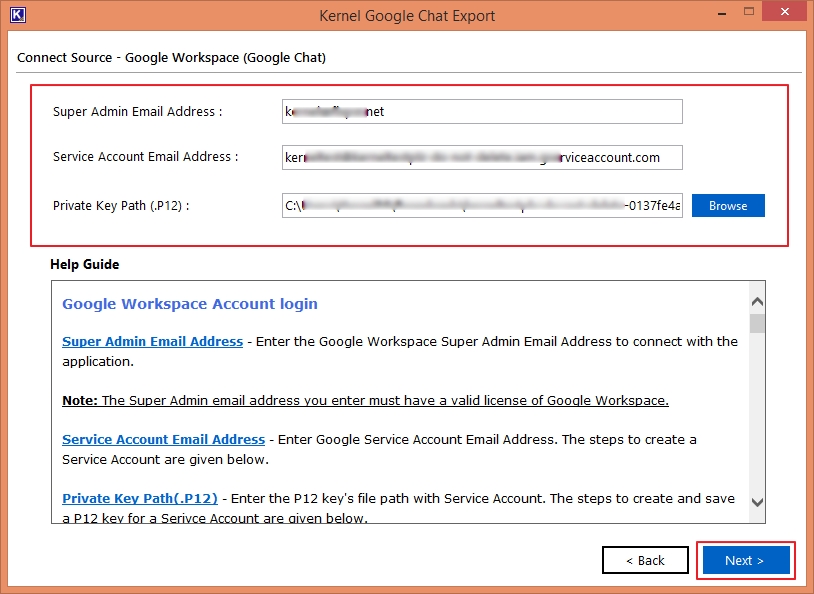 enter google workspace credentials