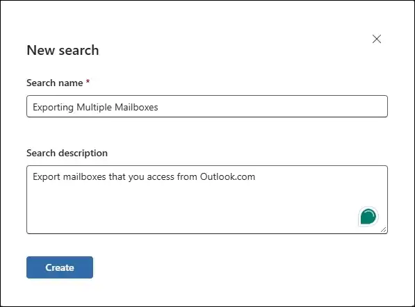 Give name and description and create