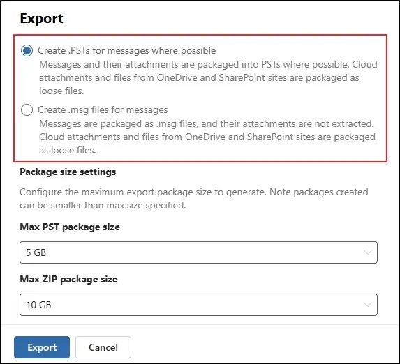 Choose export format