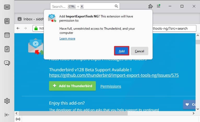 Click on the Add button and restart the program to save the changes