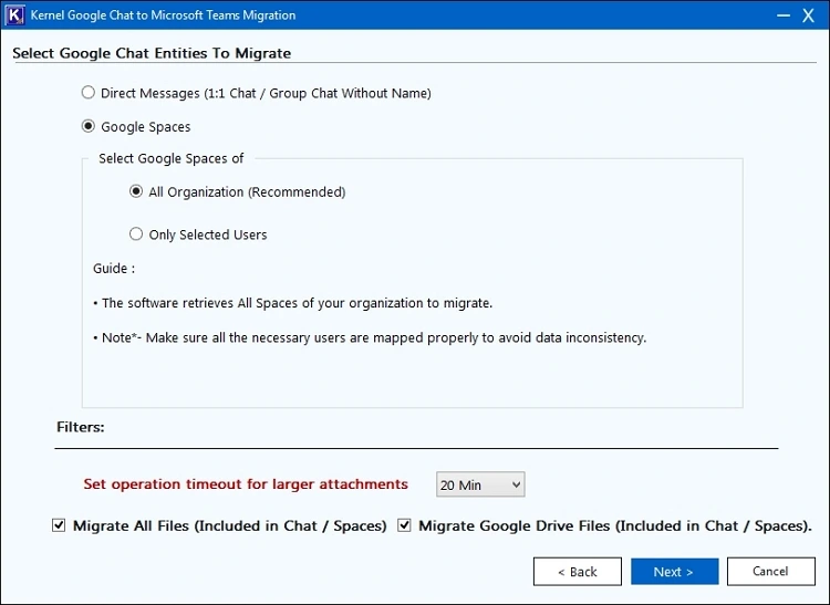 select chat entities