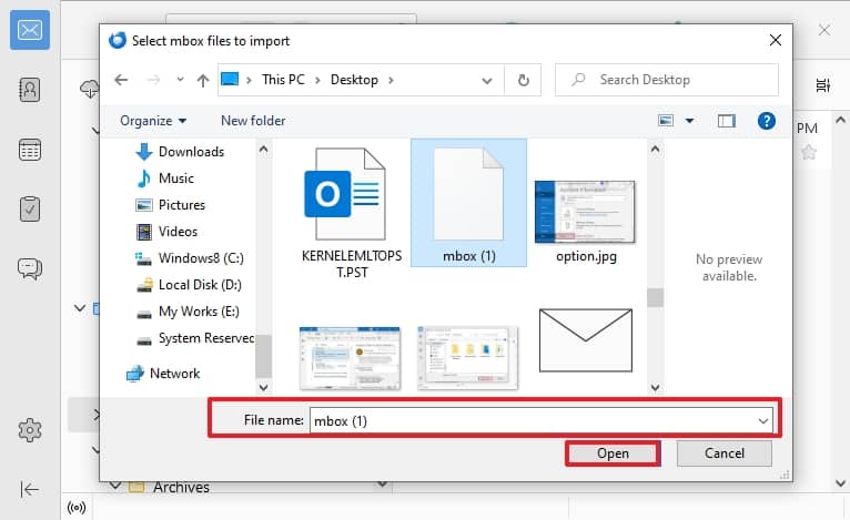 select the required files and click Open