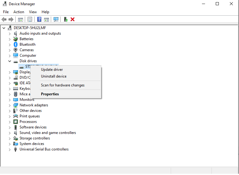 right click on device and click on update driver