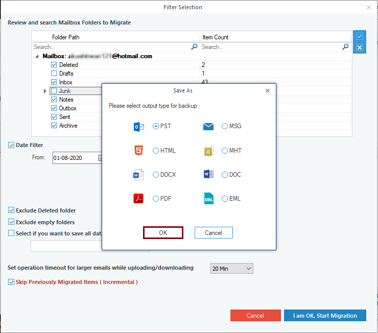 Select Output file format