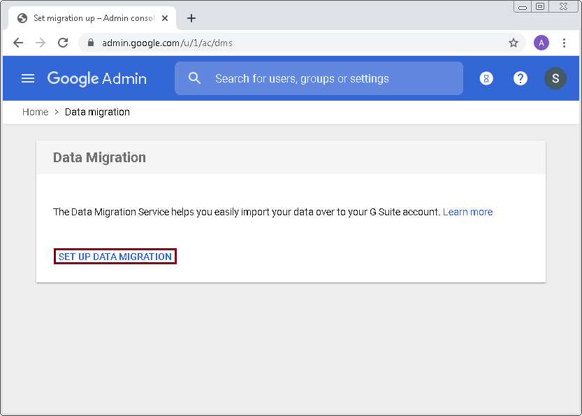 SET UP DATA MIGRATION