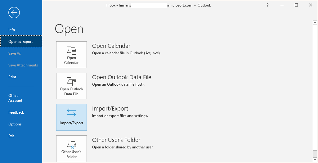 Select the Import Export option