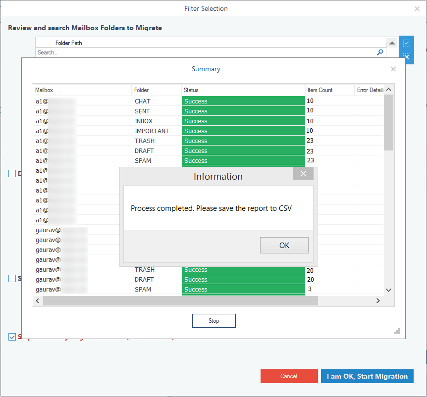 start exporting the G Suite mailboxes to PST