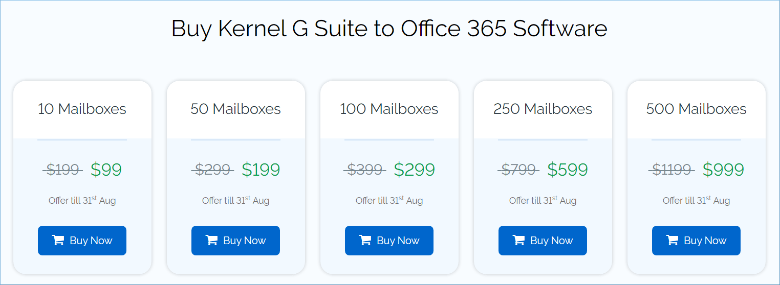 Price for Kernel G Suite to Office 365