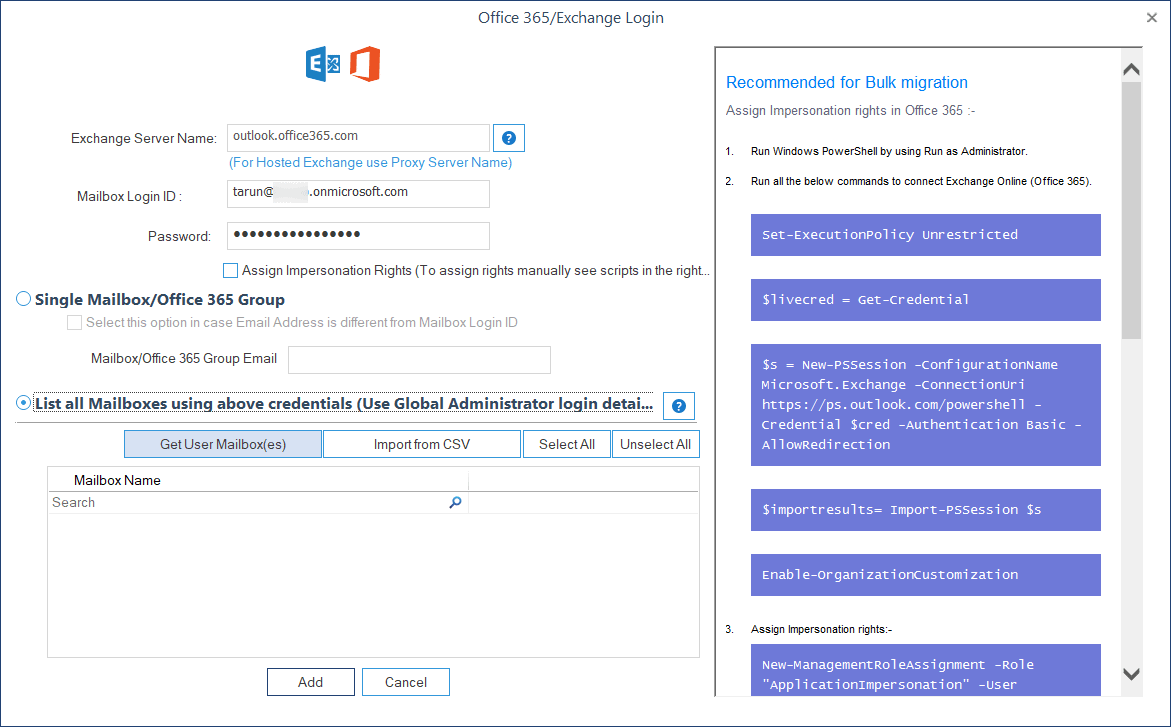 click Get User Mailboxes