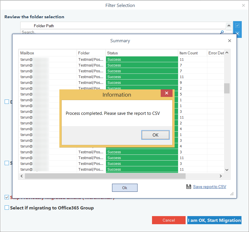 process is complete. Click OK