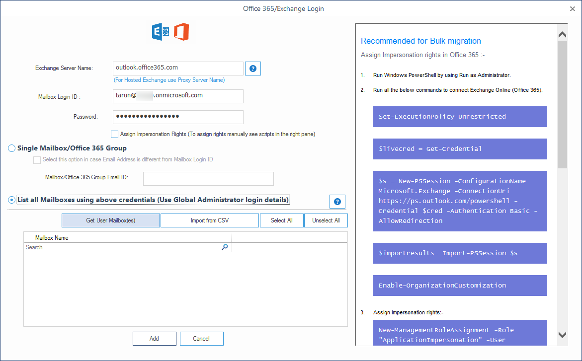 Click on Get User Mailbox(es)