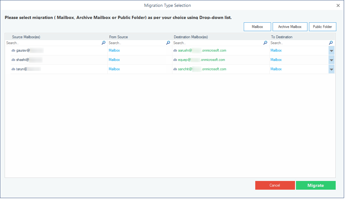 Click on Migrate button