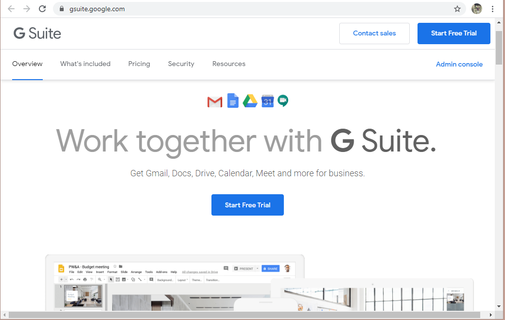 Start Free Trial of G Suite