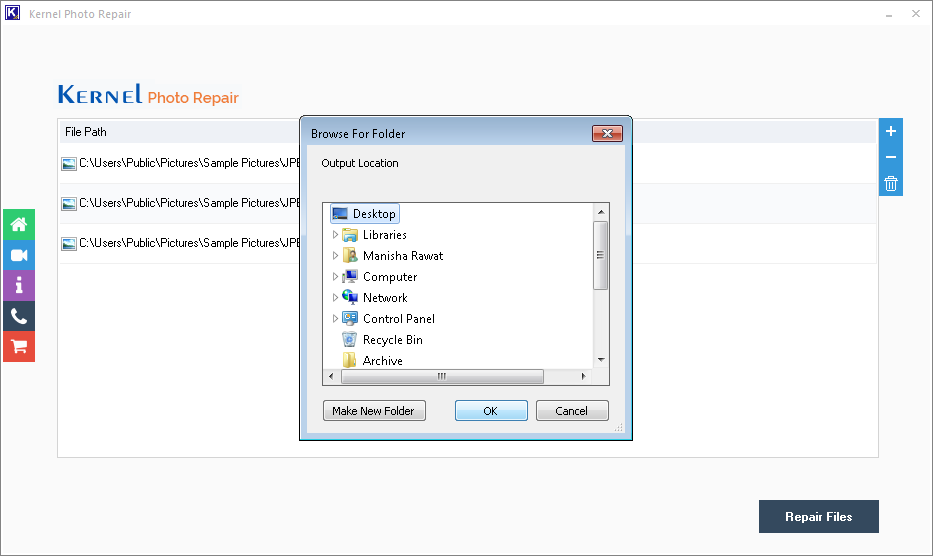 Select the output path