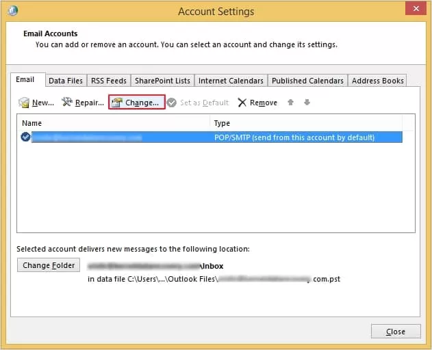 Select the Exchange account