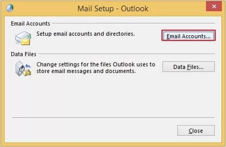 email accounts tab