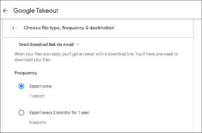 choose the Export frequency next