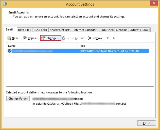 Select the Exchange account