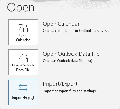 select the Open and Export option