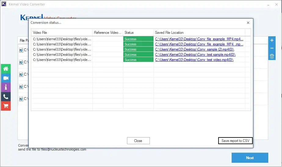 click on Save report to CSV