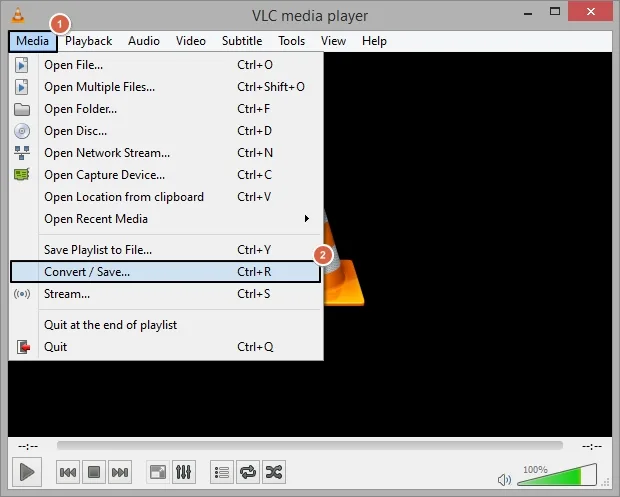 open vlc player and click on Media then Convert or Save