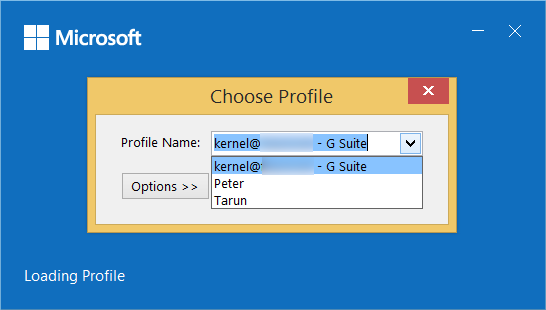 Choose the G Suite account