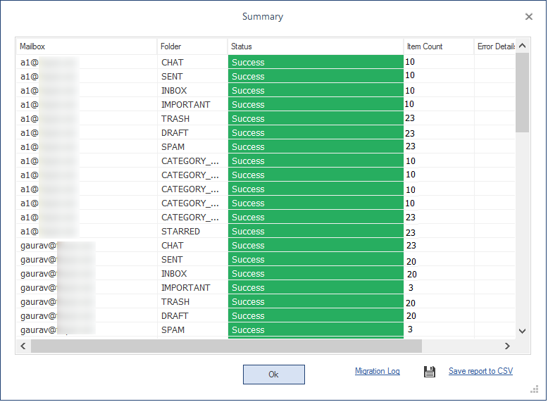 Save the report in the CSV file