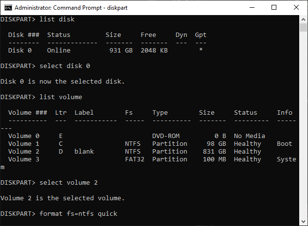 Enter the following commands and execute