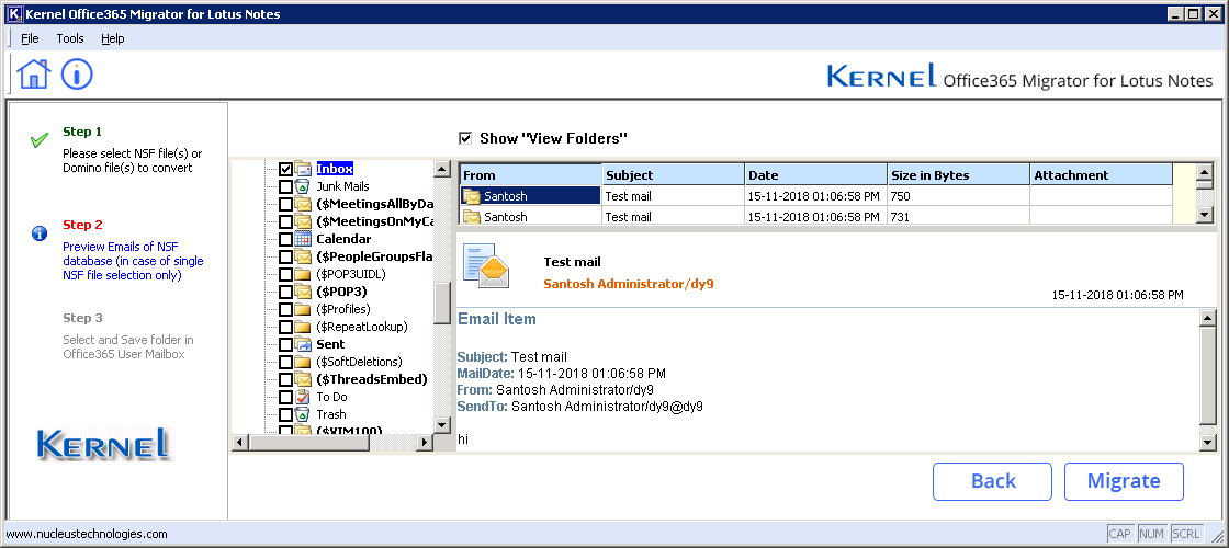Click on Migrate option