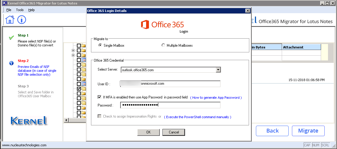 Office 365 account credentials