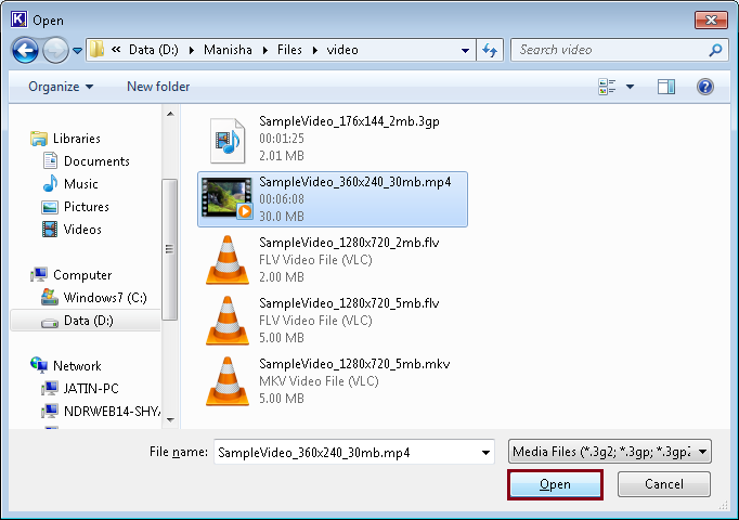 add the MP4 file you want to convert to WAV