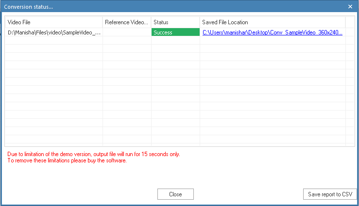 click on close to finish the process