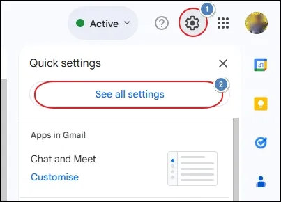 Click on Setting icon then See all settings