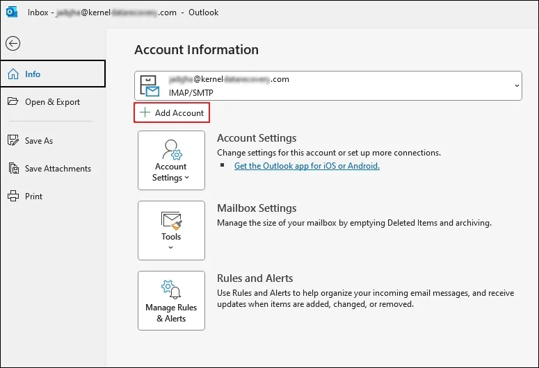 Go to the Info option