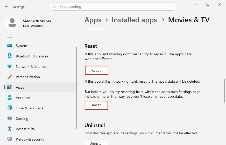 reset movie tv app