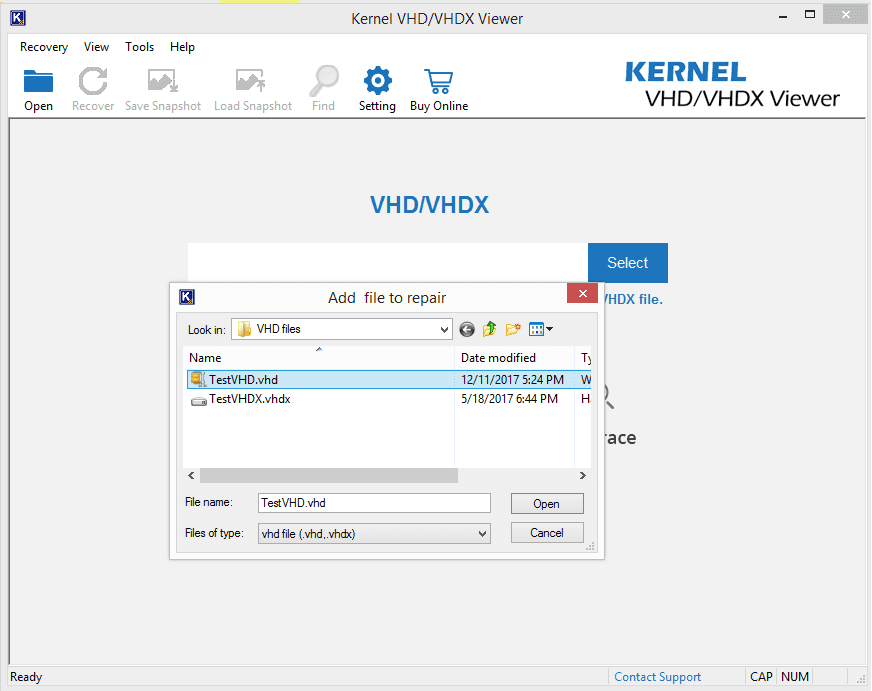 select a VHD file