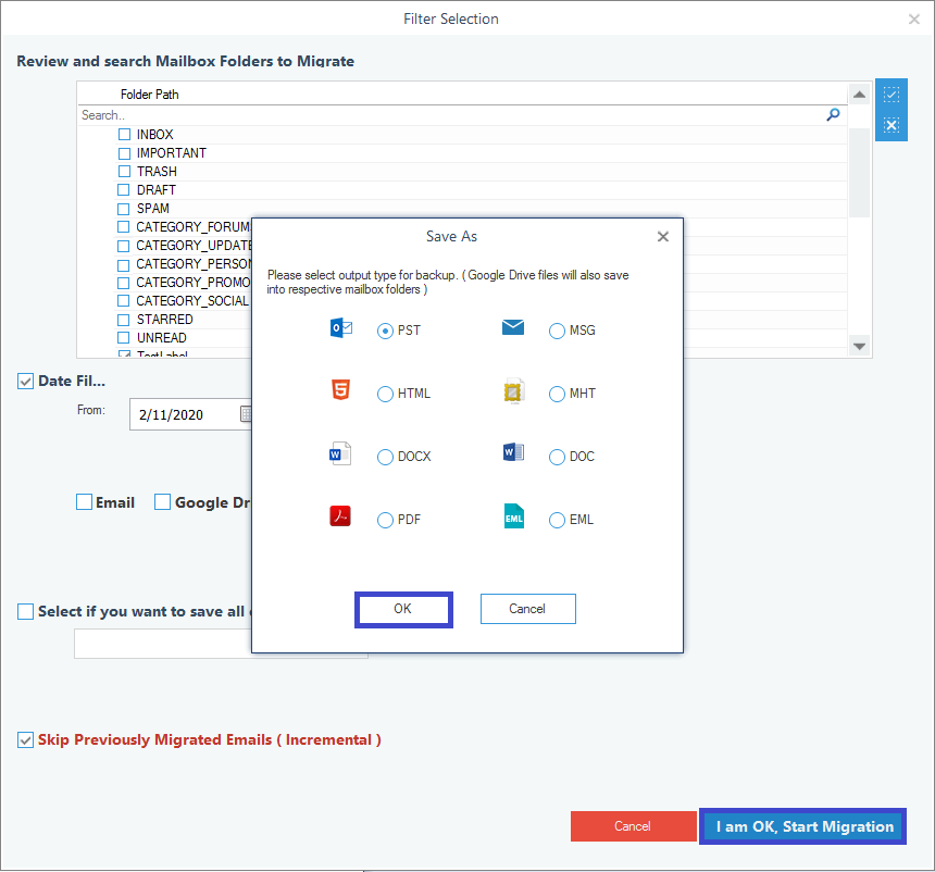 choose the file format