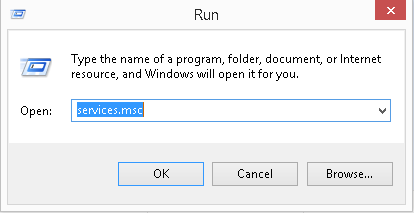 open the Windows Run box by pressing the Windows plus the R key type services dot msc