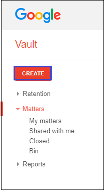 click on the CREATE option