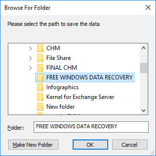 provide a destination to the recovered files