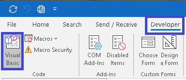 launch the Microsoft Visual Basic for Applications or move to the Developer menu and Click on Visual Basic