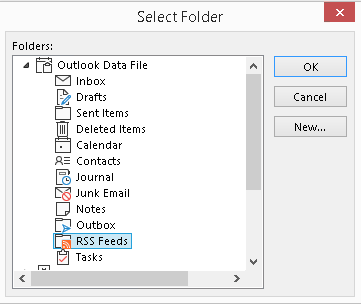 select the Outlook folder