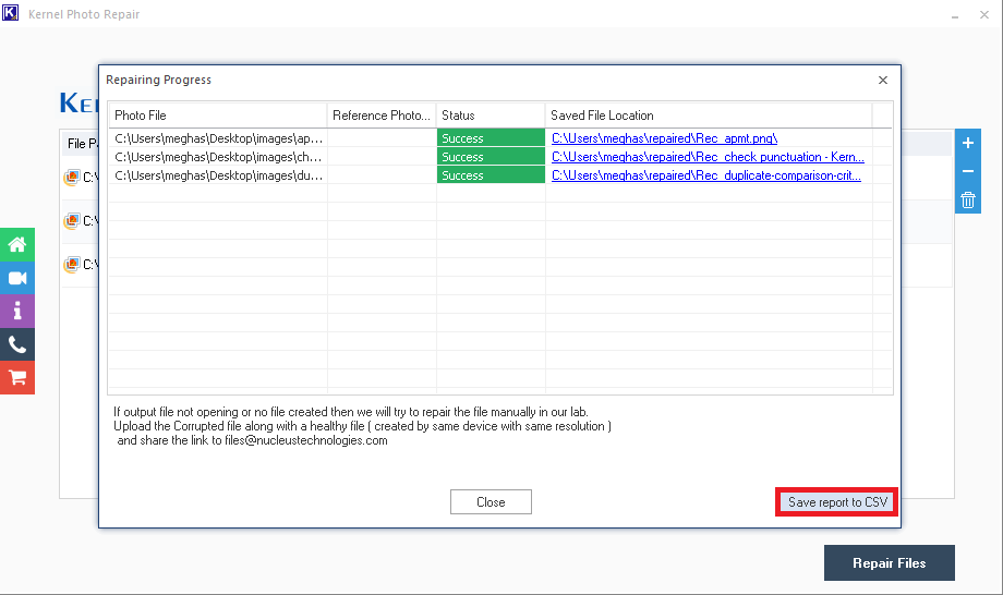 Save report to CSV