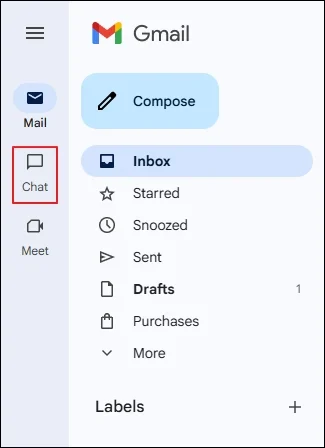 Open Gmail and click on the Google Chat icon
