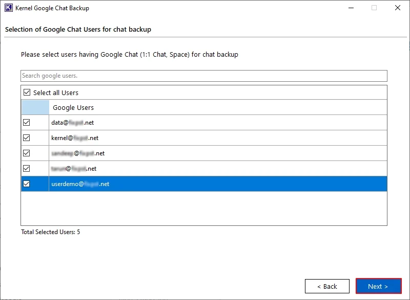 Select the necessary users and click Next