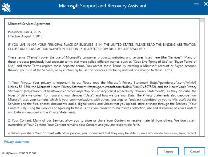launch the MSRA tool and accept the license agreement